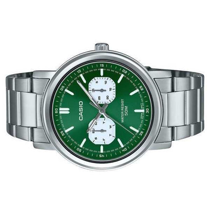 Orologio da uomo Casio Standard Analogico in acciaio inossidabile con quadrante verde al quarzo MTP-E335D-3EV