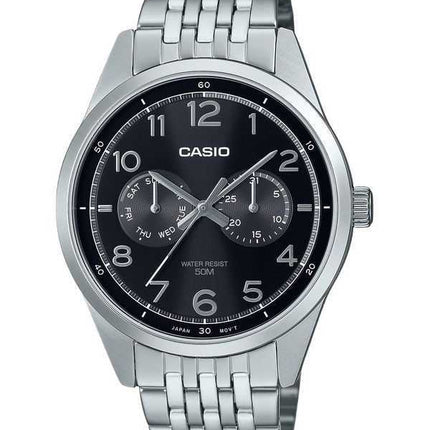 Orologio da uomo Casio Standard Analogico in acciaio inossidabile con quadrante nero al quarzo MTP-E340D-1AV