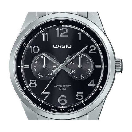 Orologio da uomo Casio Standard Analogico in acciaio inossidabile con quadrante nero al quarzo MTP-E340D-1AV