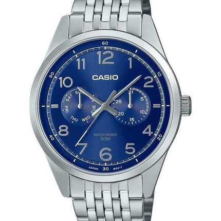 Orologio da uomo Casio Standard Analogico in acciaio inossidabile con quadrante blu al quarzo MTP-E340D-2AV