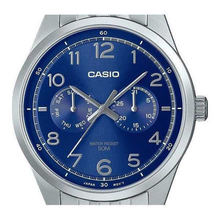 Orologio da uomo Casio Standard Analogico in acciaio inossidabile con quadrante blu al quarzo MTP-E340D-2AV