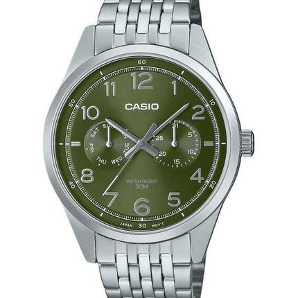 Orologio da uomo Casio Standard Analogico in acciaio inossidabile con quadrante verde al quarzo MTP-E340D-3AV