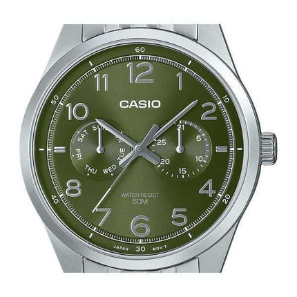 Orologio da uomo Casio Standard Analogico in acciaio inossidabile con quadrante verde al quarzo MTP-E340D-3AV