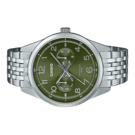 Orologio da uomo Casio Standard Analogico in acciaio inossidabile con quadrante verde al quarzo MTP-E340D-3AV