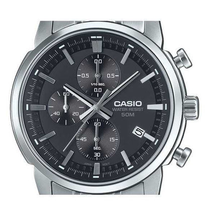 Orologio da uomo Casio Cronografo analogico standard in acciaio inossidabile quadrante nero al quarzo MTP-E510D-1A1V