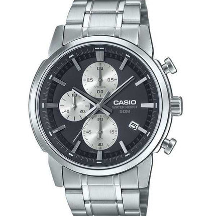 Orologio da uomo Casio Standard Analog Chronograph in acciaio inossidabile con quadrante nero al quarzo MTP-E510D-1A2V