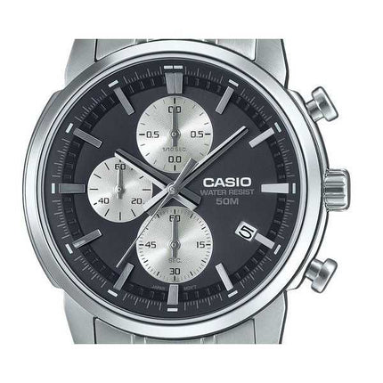Orologio da uomo Casio Standard Analog Chronograph in acciaio inossidabile con quadrante nero al quarzo MTP-E510D-1A2V