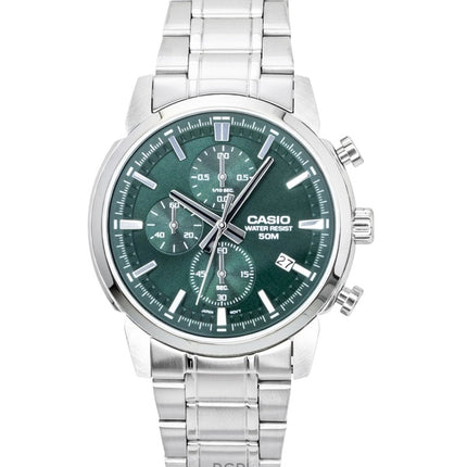 Orologio da uomo Casio Cronografo Analogico in Acciaio Inox con Quadrante Verde al Quarzo MTP-E510D-3AV