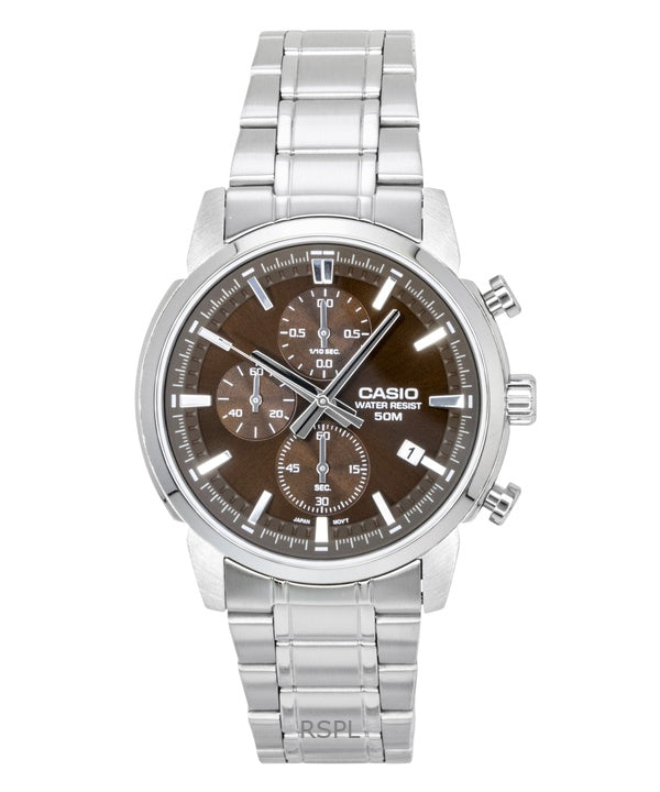 Orologio da uomo Casio Cronografo Analogico in Acciaio Inox con Quadrante Marrone al Quarzo MTP-E510D-5AV