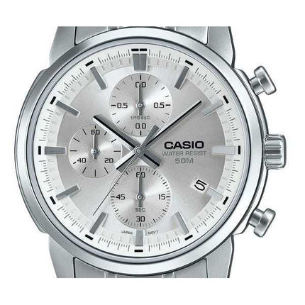 Orologio da uomo Casio Standard Analog Cronografo Acciaio inossidabile Quadrante argento Quarzo MTP-E510D-7AV