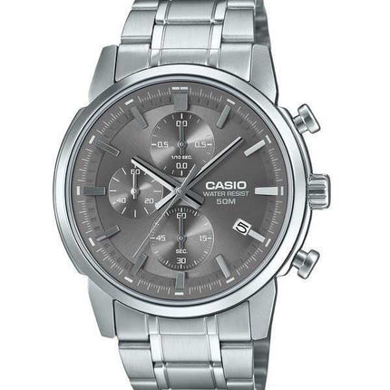 Orologio da uomo Casio Standard Analog Chronograph in acciaio inossidabile con quadrante grigio al quarzo MTP-E510D-8AV