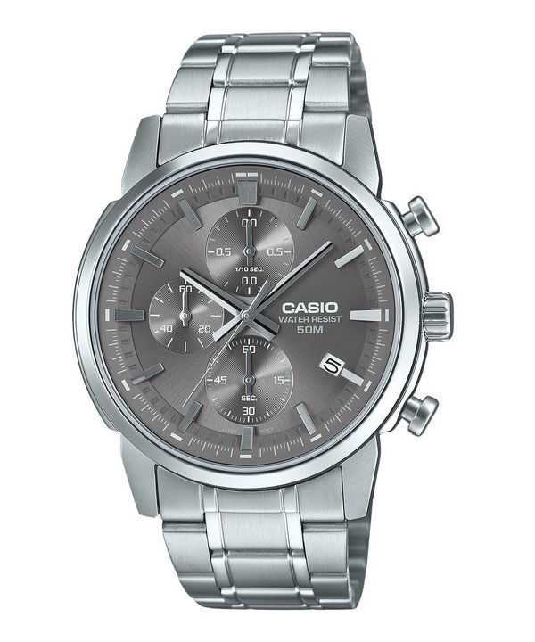 Orologio da uomo Casio Standard Analog Chronograph in acciaio inossidabile con quadrante grigio al quarzo MTP-E510D-8AV