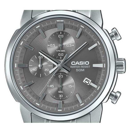 Orologio da uomo Casio Standard Analog Chronograph in acciaio inossidabile con quadrante grigio al quarzo MTP-E510D-8AV