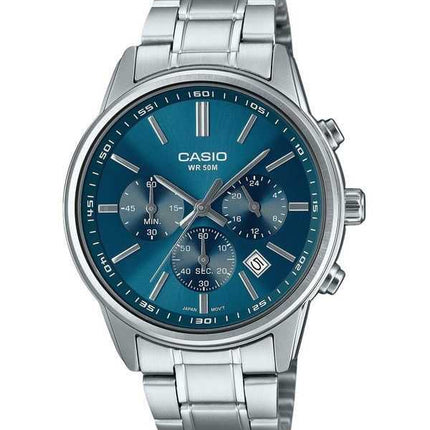 Orologio da uomo Casio Standard Analog Chronograph in acciaio inossidabile con quadrante blu al quarzo MTP-E515D-2A1V