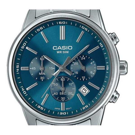 Orologio da uomo Casio Standard Analog Chronograph in acciaio inossidabile con quadrante blu al quarzo MTP-E515D-2A1V