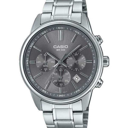 Orologio da uomo Casio Standard Analog Chronograph in acciaio inossidabile con quadrante grigio al quarzo MTP-E515D-8AV
