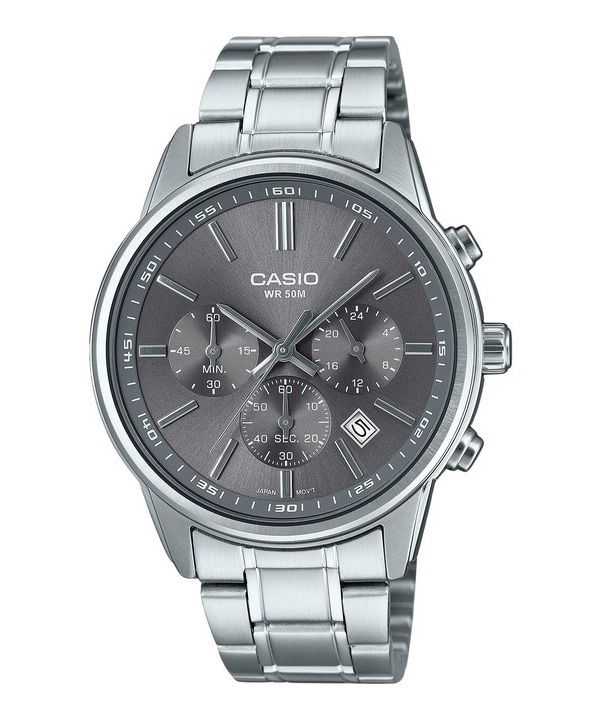 Orologio da uomo Casio Standard Analog Chronograph in acciaio inossidabile con quadrante grigio al quarzo MTP-E515D-8AV