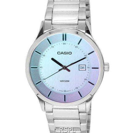 Orologio da uomo Casio standard analogico in acciaio inossidabile con quadrante multicolore al quarzo MTP-E605D-7E MTPE605D-7E