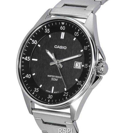 Orologio da uomo Casio standard analogico in acciaio inossidabile con quadrante nero al quarzo MTP-E705D-1E