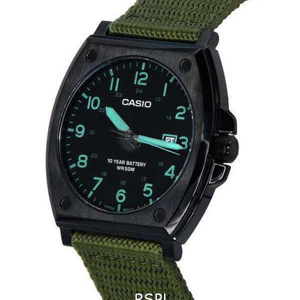 Orologio da uomo Casio Enticer standard analogico verde cachi con cinturino in tessuto al quarzo MTP-E715C-3A MTPE715C-3