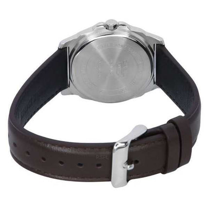 Orologio da uomo Casio analogico standard con cinturino in pelle marrone quadrante nero al quarzo MTP-E720L-5A