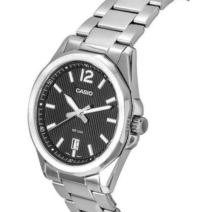 Orologio da uomo Casio analogico standard in acciaio inossidabile con quadrante nero al quarzo MTP-E725D-1A