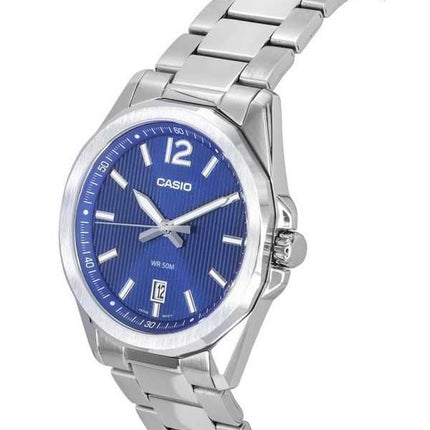 Orologio da uomo Casio analogico standard in acciaio inossidabile quadrante blu al quarzo MTP-E725D-2A