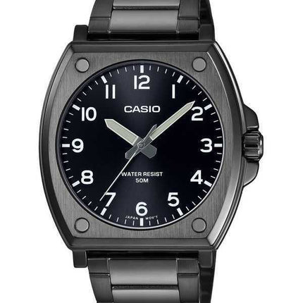 Orologio da uomo Casio Standard Analog Black Ion Plated Stainless Steel Quadrante nero Quarzo MTP-E730B-1AV