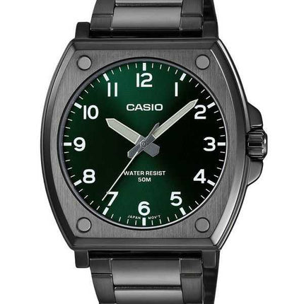 Orologio da uomo Casio Standard Analog Black Ion Plated Stainless Steel Green Dial Quartz MTP-E730B-3AV