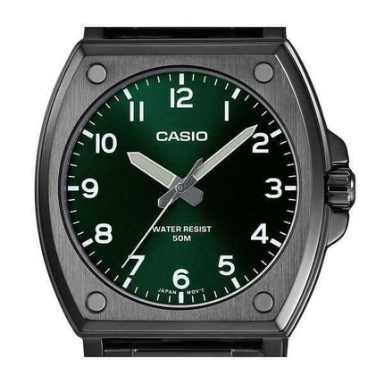 Orologio da uomo Casio Standard Analog Black Ion Plated Stainless Steel Green Dial Quartz MTP-E730B-3AV
