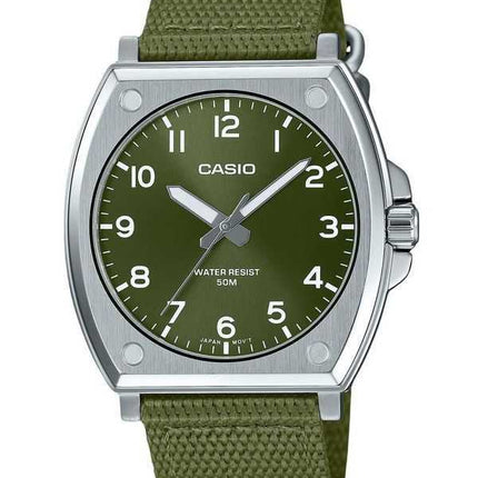 Orologio da uomo Casio Standard Analogico Cinturino in tessuto Quadrante verde Quarzo MTP-E730C-3AV