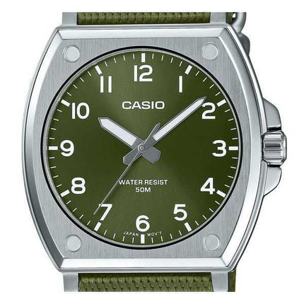 Orologio da uomo Casio Standard Analogico Cinturino in tessuto Quadrante verde Quarzo MTP-E730C-3AV