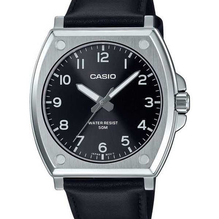 Orologio da uomo Casio Standard Analogico Cinturino in pelle Quadrante nero Quarzo MTP-E730L-1AV