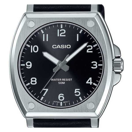 Orologio da uomo Casio Standard Analogico Cinturino in pelle Quadrante nero Quarzo MTP-E730L-1AV
