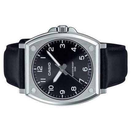 Orologio da uomo Casio Standard Analogico Cinturino in pelle Quadrante nero Quarzo MTP-E730L-1AV