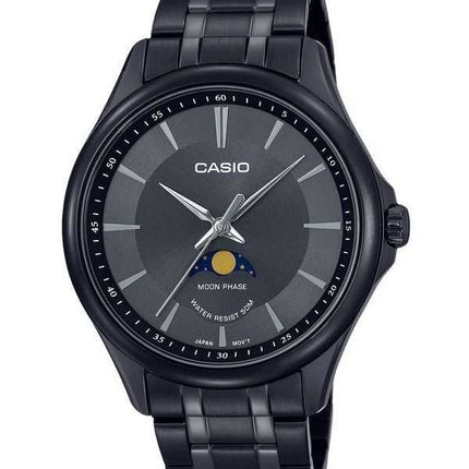 Orologio da uomo Casio analogico standard con fasi lunari quadrante nero al quarzo MTP-M100B-1A