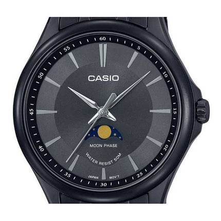 Orologio da uomo Casio analogico standard con fasi lunari quadrante nero al quarzo MTP-M100B-1A