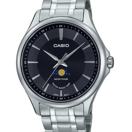 Orologio da uomo Casio analogico standard con fasi lunari quadrante nero al quarzo MTP-M100D-1A