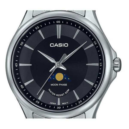 Orologio da uomo Casio analogico standard con fasi lunari quadrante nero al quarzo MTP-M100D-1A