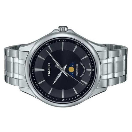 Orologio da uomo Casio analogico standard con fasi lunari quadrante nero al quarzo MTP-M100D-1A