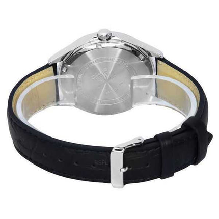 Orologio da uomo Casio analogico standard con fasi lunari, cinturino in pelle, quadrante argentato, quarzo MTP-M100L-7A