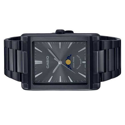 Orologio da uomo Casio analogico standard con fasi lunari in acciaio inossidabile quadrante nero al quarzo MTP-M105B-1A