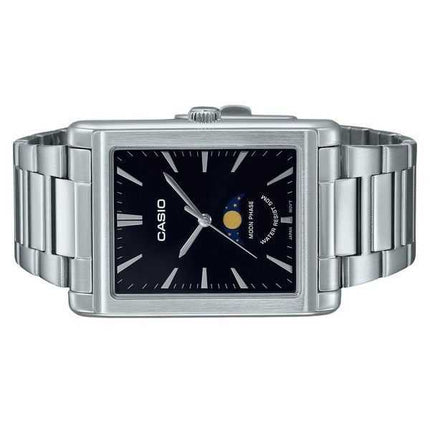 Orologio da uomo Casio analogico standard con fasi lunari in acciaio inossidabile quadrante nero al quarzo MTP-M105D-1A