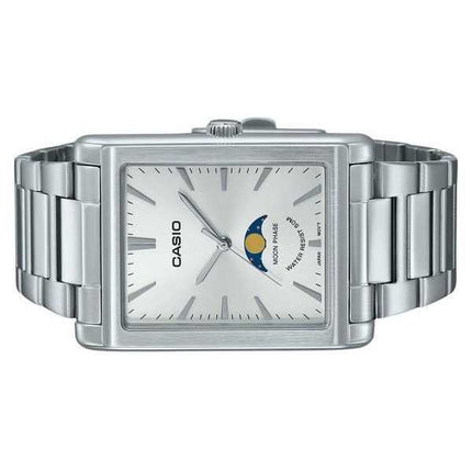 Orologio da uomo Casio analogico standard con fasi lunari in acciaio inossidabile quadrante argento al quarzo MTP-M105D-7A