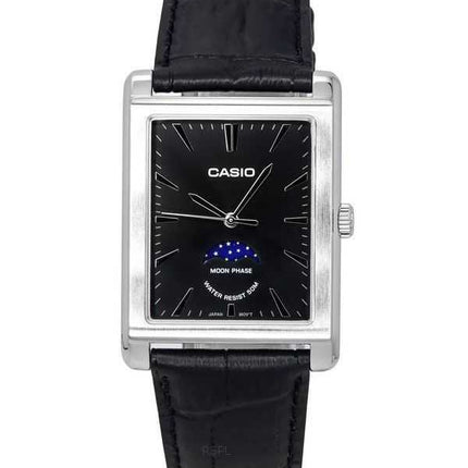 Orologio da uomo Casio standard analogico con fasi lunari cinturino in pelle quadrante nero al quarzo MTP-M105L-1A