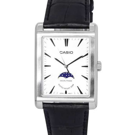 Orologio Casio standard analogico cinturino in pelle fasi lunari quadrante argento quarzo MTP-M105L-7A unisex