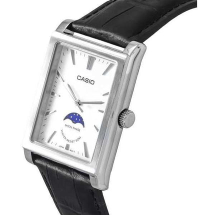 Orologio Casio standard analogico cinturino in pelle fasi lunari quadrante argento quarzo MTP-M105L-7A unisex