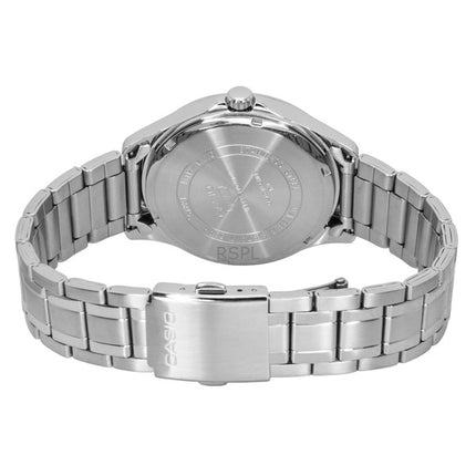 Orologio da uomo Casio Standard Analogico con fasi lunari, quadrante bianco in acciaio inossidabile al quarzo MTP-M110D-7AV