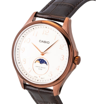 Orologio da uomo Casio Standard Analogico con fasi lunari e cinturino in pelle, quadrante avorio, al quarzo MTP-M110RL-5AV