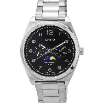 Orologio da uomo Casio standard analogico con fasi lunari quadrante nero al quarzo MTP-M300D-1A MTPM300D-1